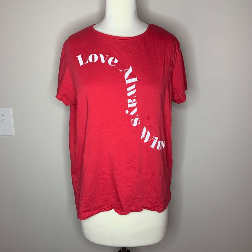 Primark Red “Love Always Wins” Graphic Tee